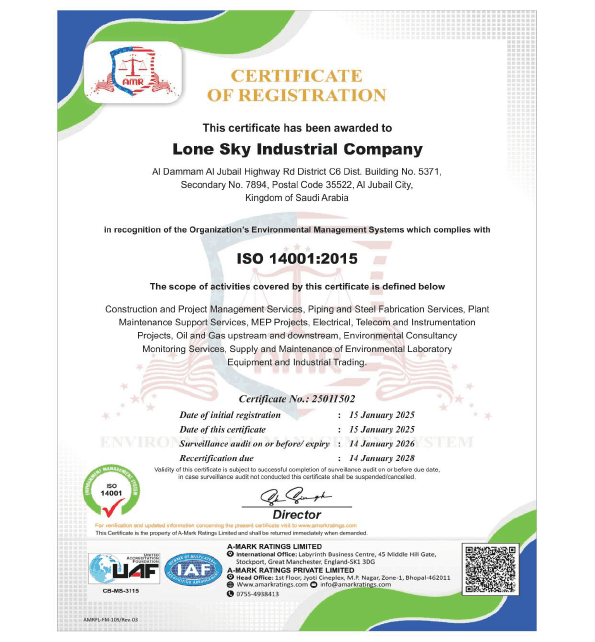 ISO 14001:2015 certificate of registration