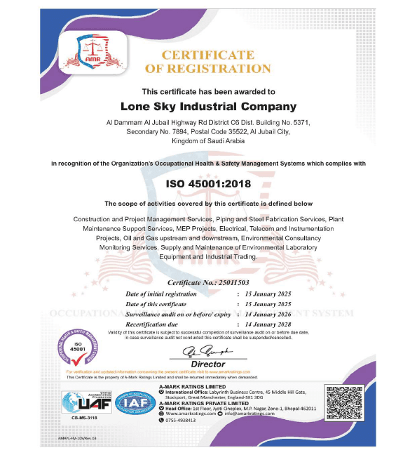 ISO 45001:2018 certificate of registration