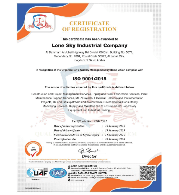 ISO 9001:2015 certificate of registration